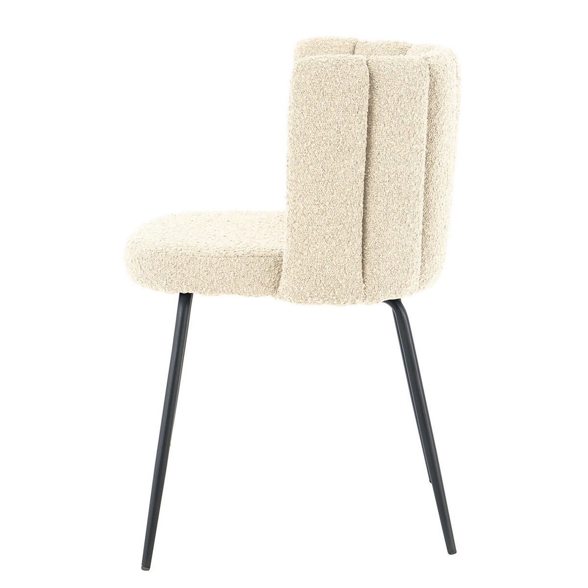 POLSTERSTUHL - Bouclé / Eisen, 2er-Set - Creme/Schwarz, Textil (55/78/59cm) - home24