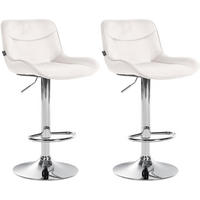 BARHOCKER 2er Set Samt creme - Chromfarben/Creme, Textil/Metall (49/85/51cm) - CLP
