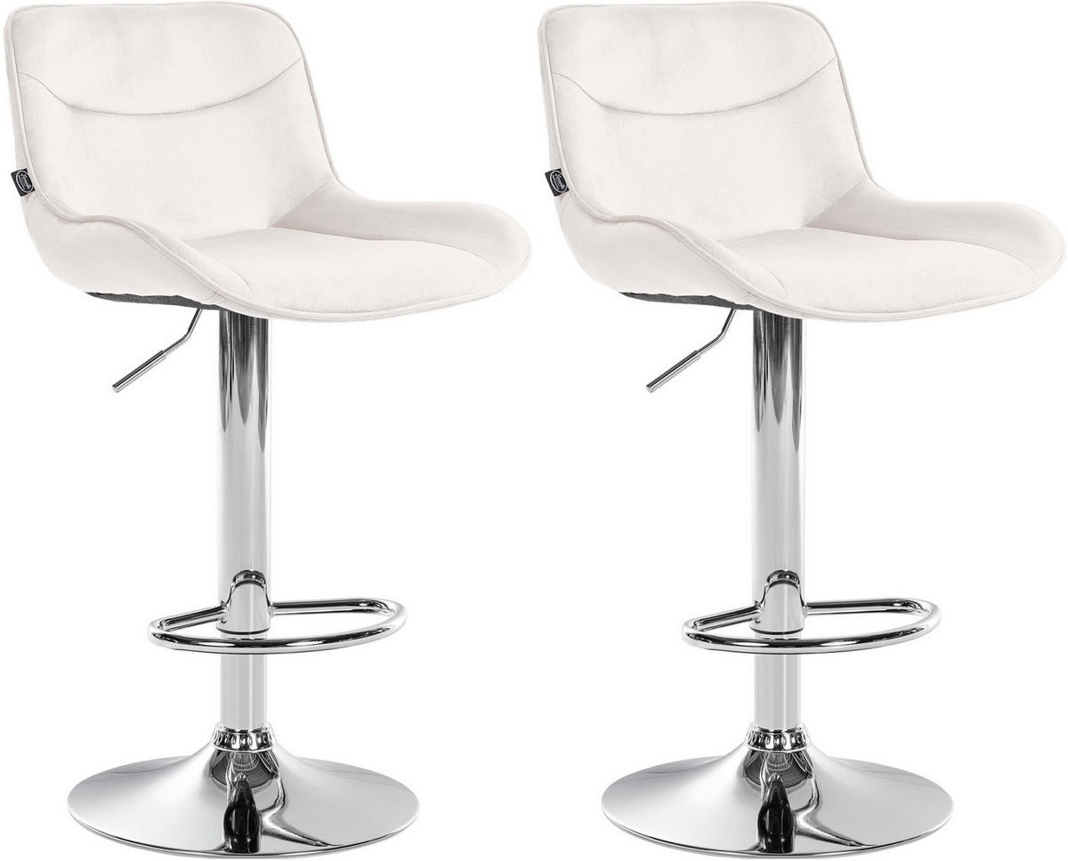 BARHOCKER 2er Set Samt creme - Chromfarben/Creme, Textil/Metall (49/85/51cm) - CLP
