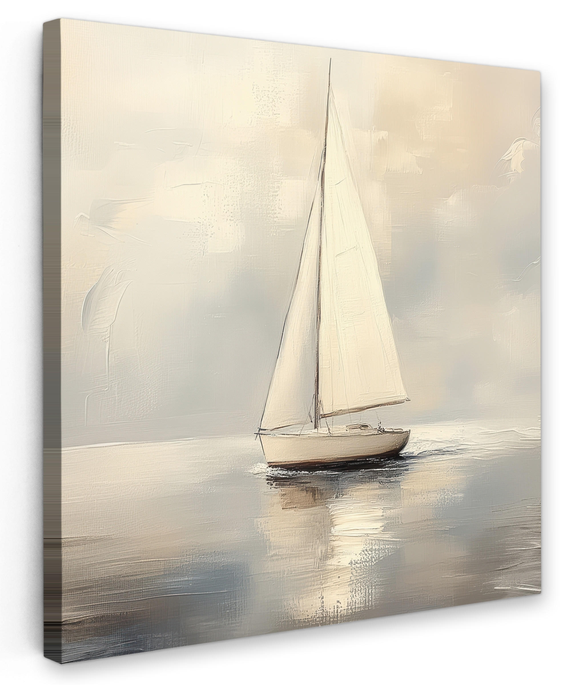 LEINWANDBILD Segelschiff - Meer - Bewölkt 50x50 cm - Creme, Textil (50/50cm) - MuchoWow
