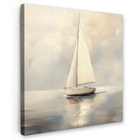 LEINWANDBILD Segelschiff - Meer - Bewölkt 50x50 cm - Creme, Textil (50/50cm) - MuchoWow