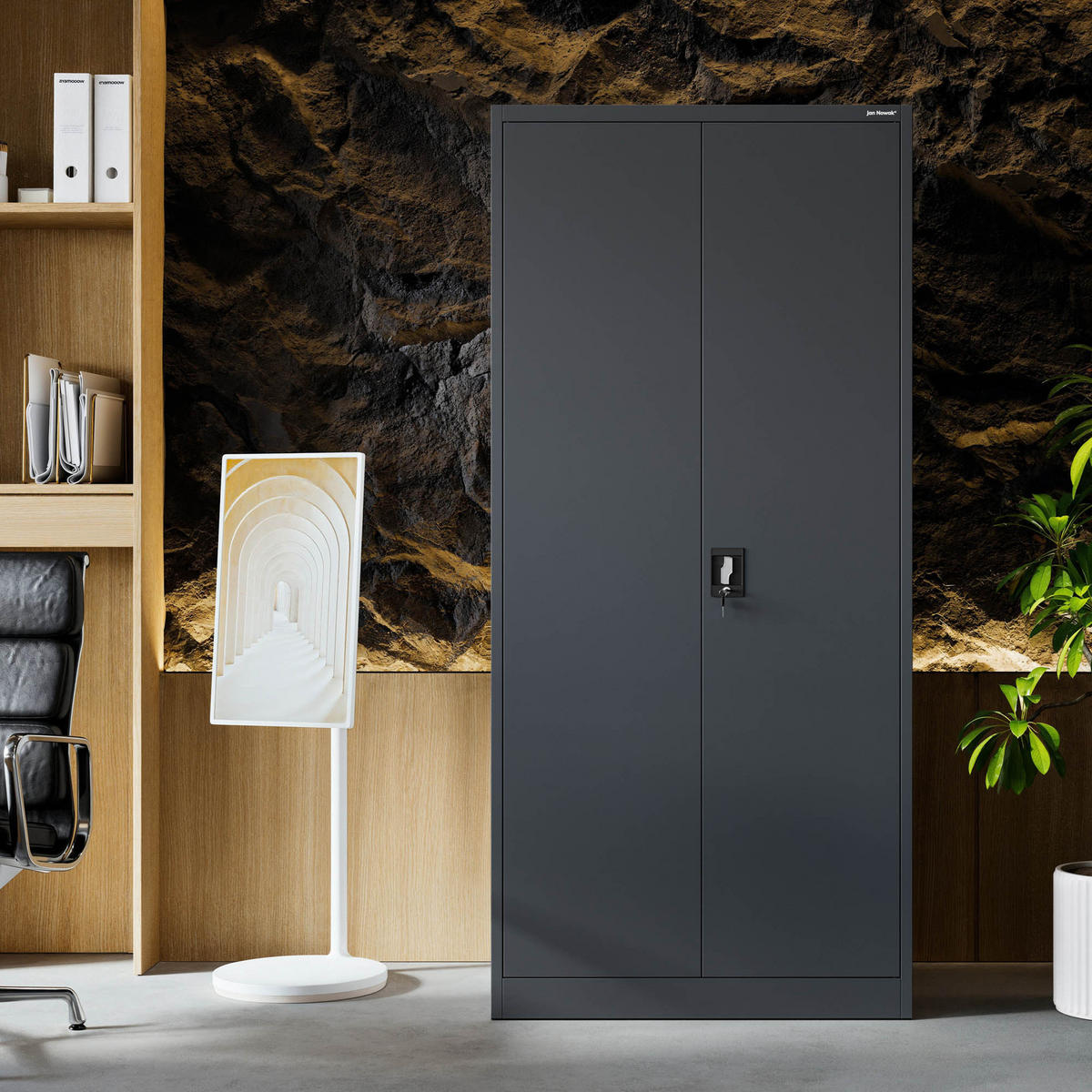 AKTENSCHRANK JAN H D600 - Anthrazit, Metall (90/195/60cm) - Jan Nowak