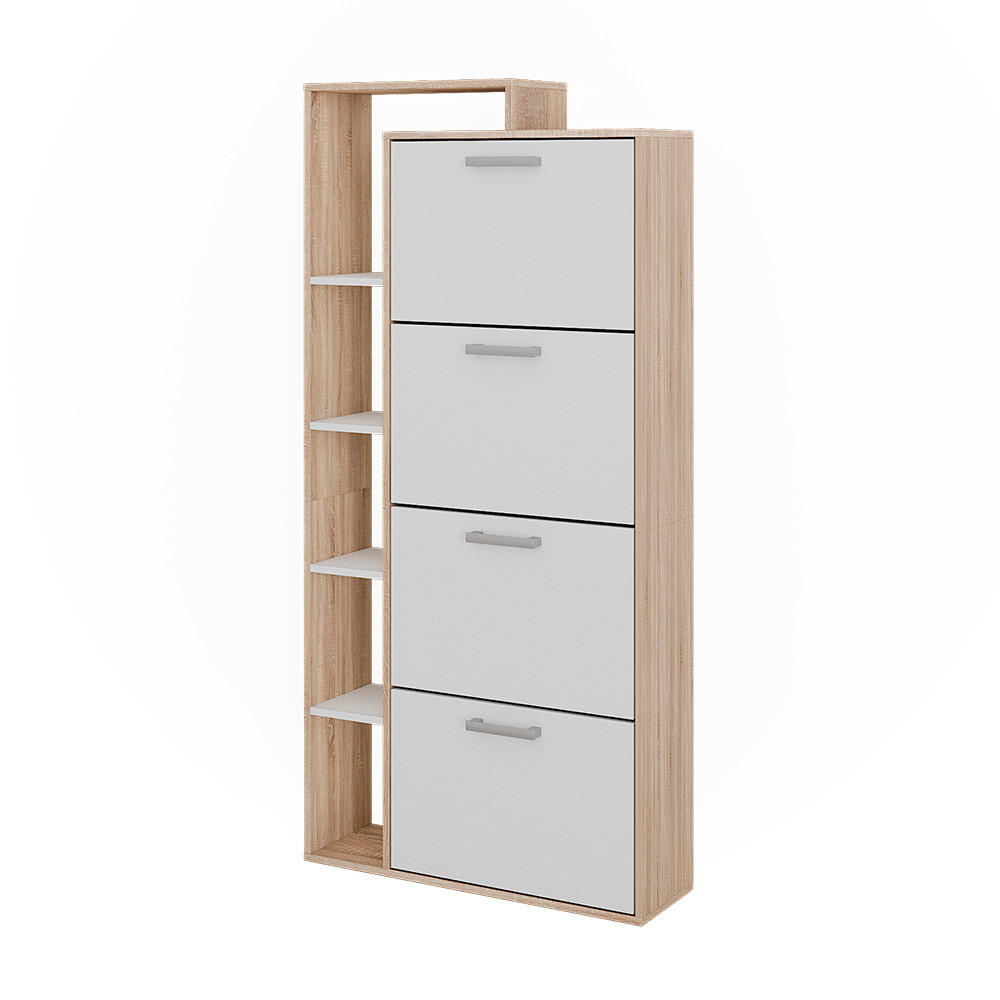 SKOSKÅP Orlando Vit/Sonoma 80x166.1 cm med 4 fack Vit, Sonoma ek 166.1/80/24.2 cm