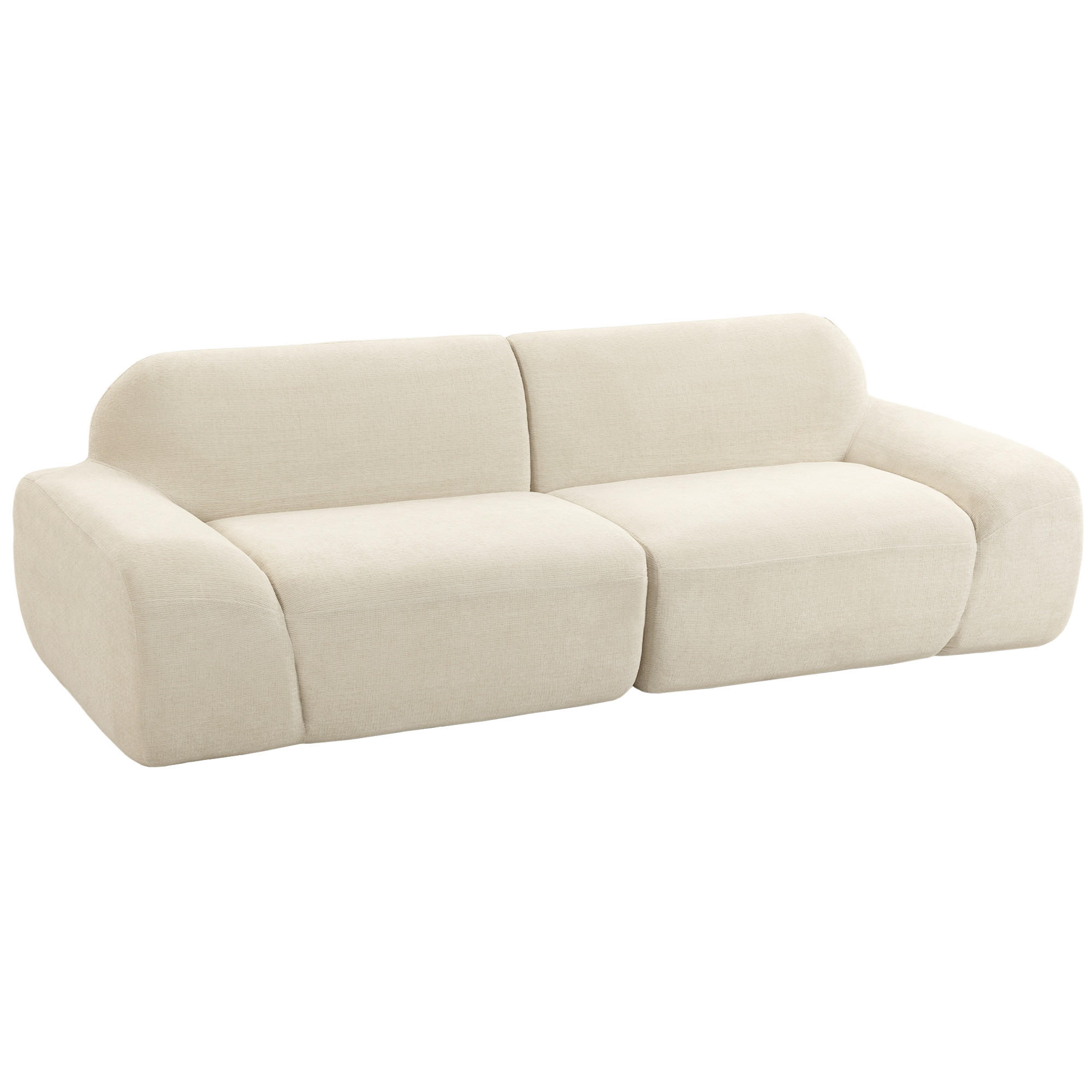 3-SITZER-SOFA Chenille 100 Polyester Schaumstoff Cremeweiß - Creme, Textil (95/70/244cm) - HOMCOM