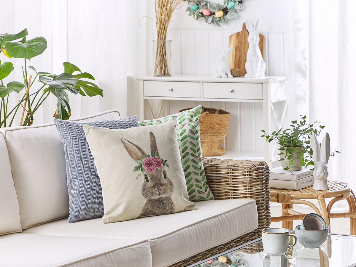 DEKOKISSEN 2er-Set Taupe 45/45 cm Tulipa - Graubraun, Naturmaterialien/Textil (45/45cm) - Beliani