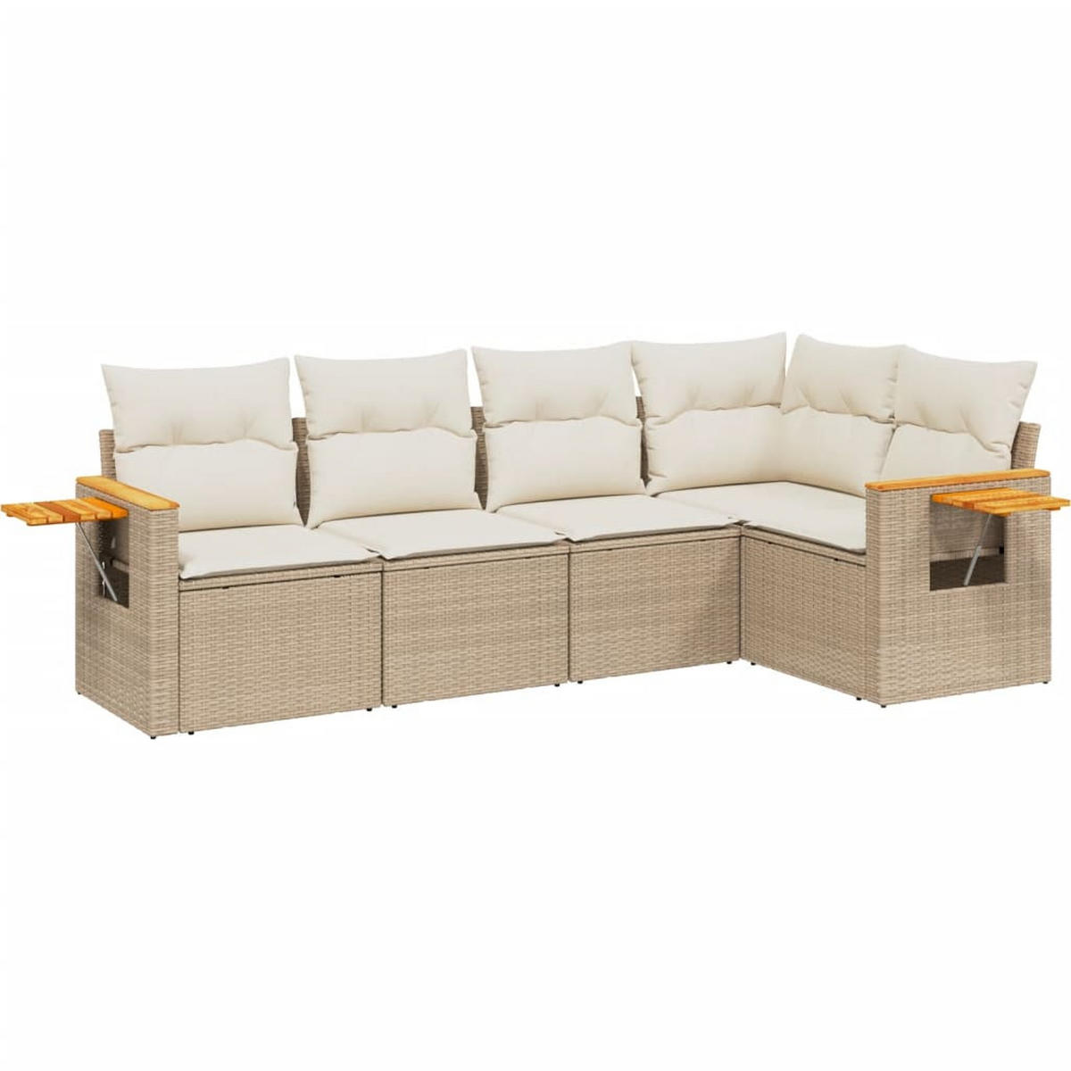 GARTEN-SOFAGARNITUR 5-teilig Mit Kissen Beige Poly Rattan - Beige, Kunststoff - vidaXL