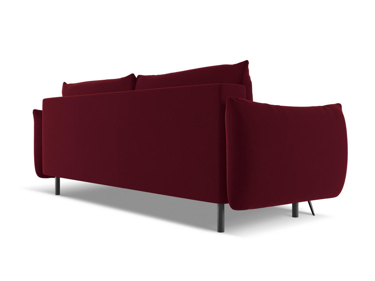 3-SITZER SOFA mit Schlaffunktion Samt Stoff Rot - Bordeaux/Rot, Textil/Metall (230/86/105cm) - Makamii
