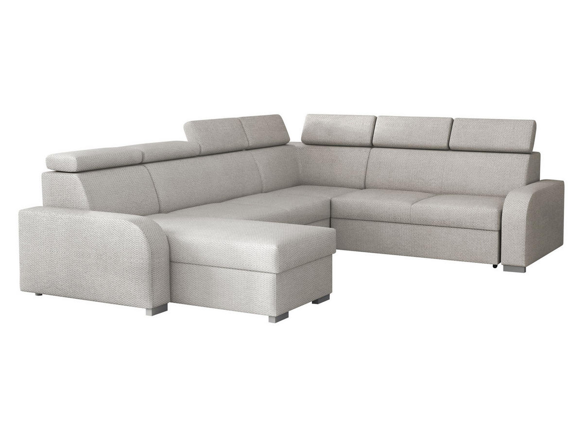 WOHNLANDSCHAFT Oslo 2rR2pLC - Silberfarben/Hellgrau, Holz/Kunststoff (315/85/250cm) - MIRJAN24