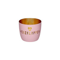 TEELICHTHALTER Madras M, Herzklopfen, Eisen, Rosa / Gold, H 8.5 cm - Rosa, Metall (10cm) - Gift Company