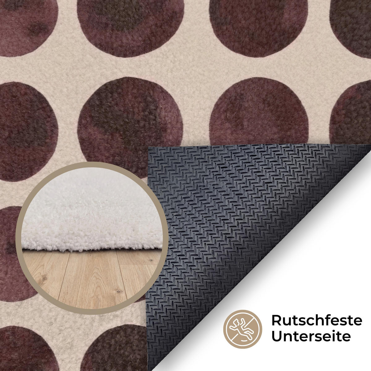 KOBERCE - Bodky - Vzor - Hnedý - 200x140 cm - tmavohnedá, textil/plast (200/0.4cm) - OnlyWow