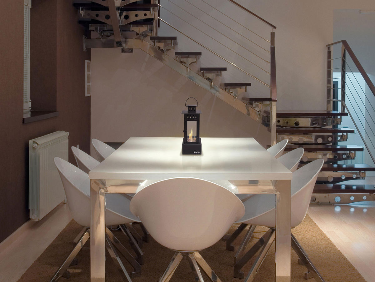 BIOETHANOL-KAMIN Schwarz Tischmodell inklusive 0.5 L Brennblock - Schwarz, Glas (15/38/15cm) - Purline