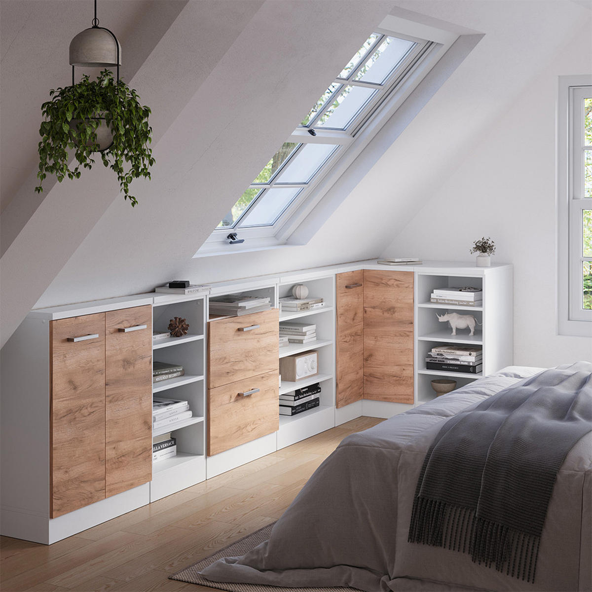 DACHSCHRÄGENSCHRANK ECKSCHRANK Rion Goldkraft Eiche/Weiß 75.6 x 81.6 cm mit 1 Tür - Honigeiche/Weiß, Holzwerkstoff (75.6/81.6/75.6cm) - Vicco