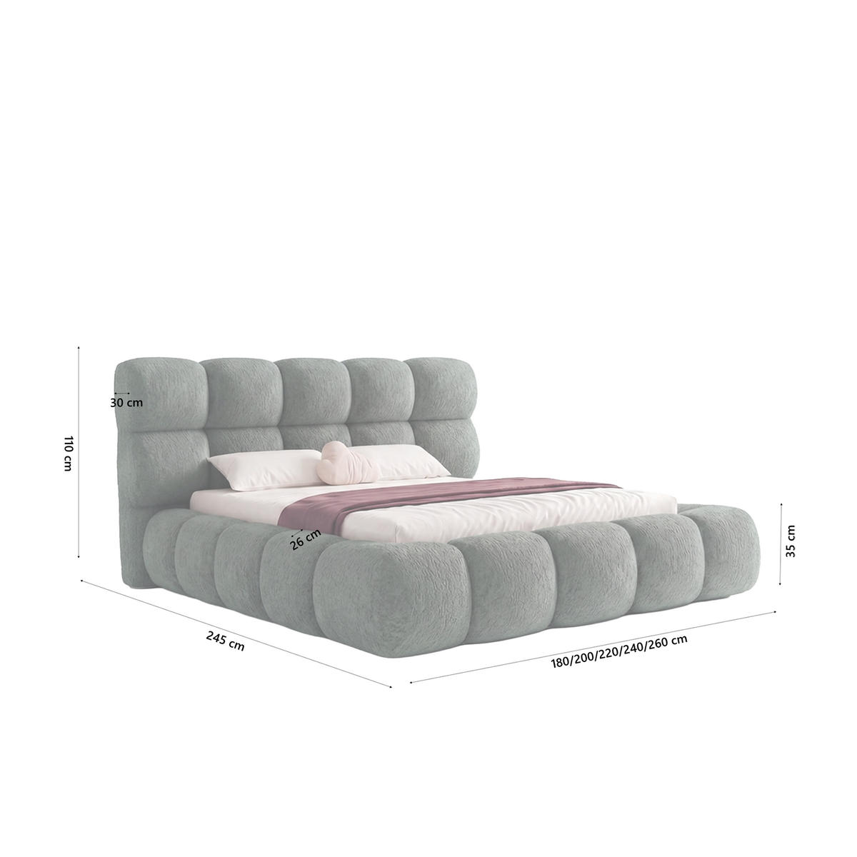 POLSTERBETT FERAGU 120x200 cm, Grün - Grün, Textil (200/120cm) - Fedve
