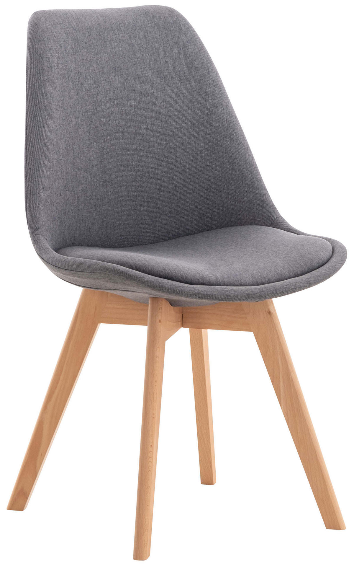 STUHL Stoff grau - Eukalyptusholzfarben/Grau, Holz/Textil (49/83/50cm) - CLP