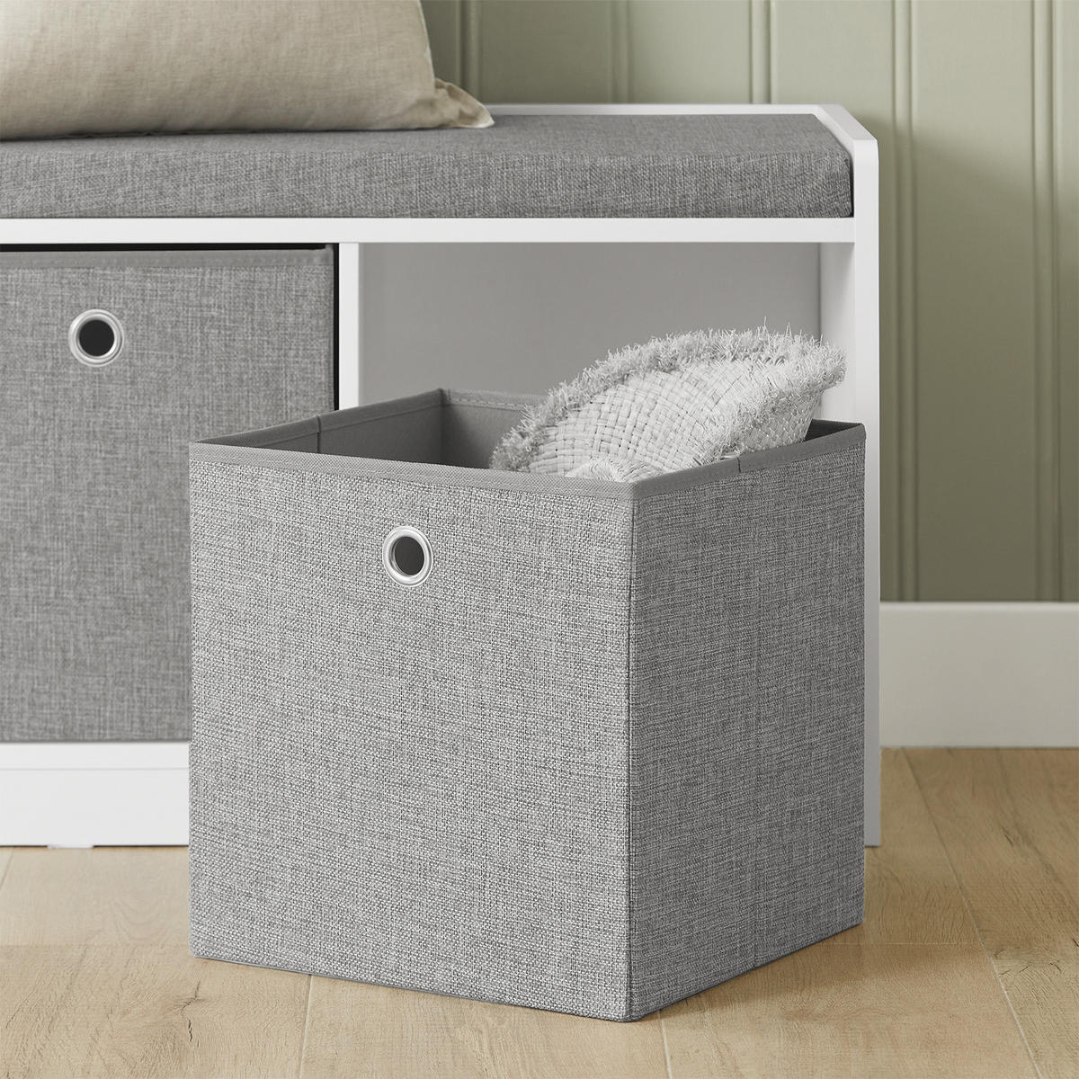 SCHUHBANK Grau - Weiß, Holzwerkstoff (102/45/32cm) - SoBuy