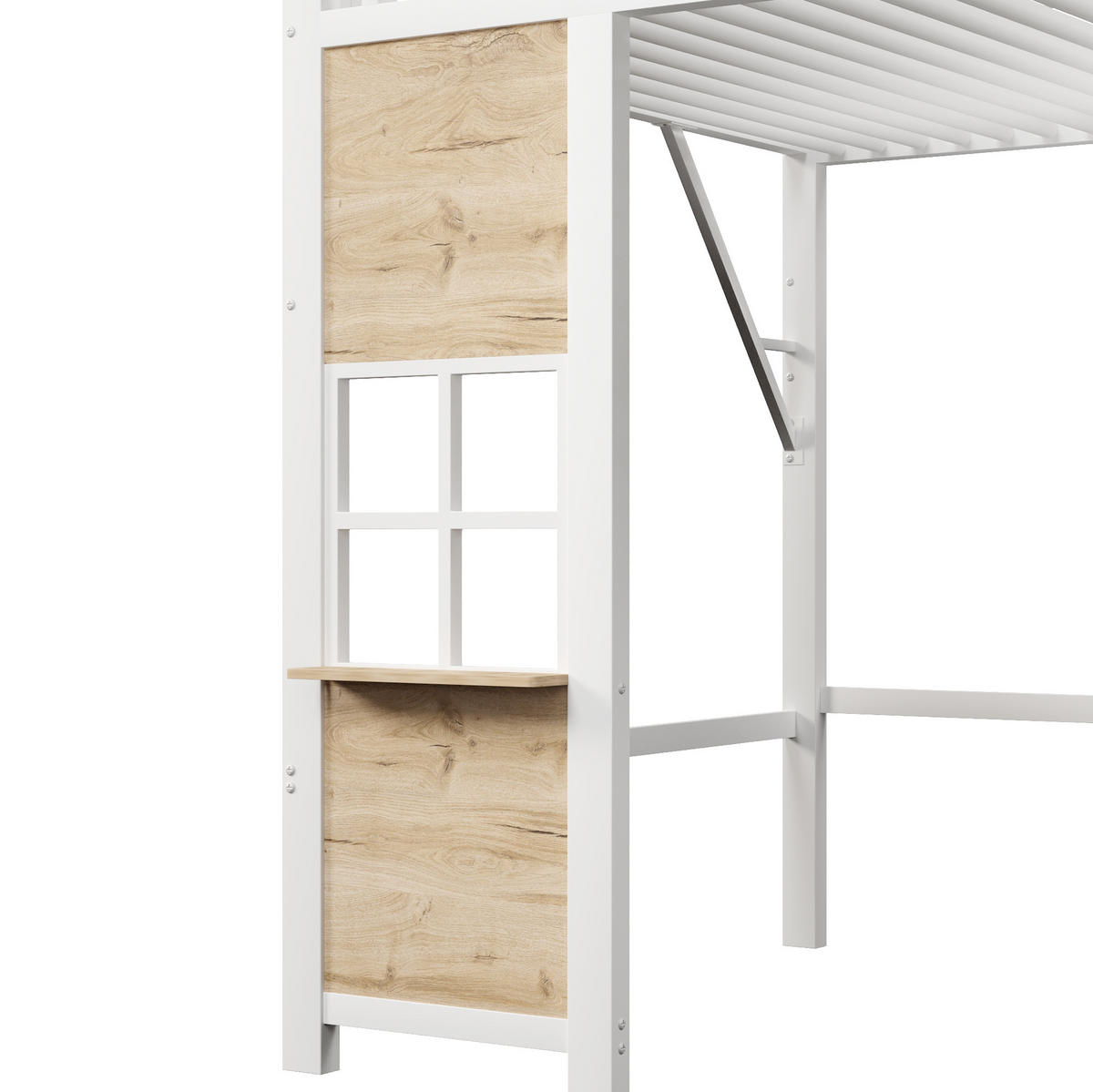 HOCHBETT 140/200 cm in Weiß mit Ablageleiter und offenem Spielbereich - Weiß, Holzwerkstoff (140/200cm) - Flora Grace