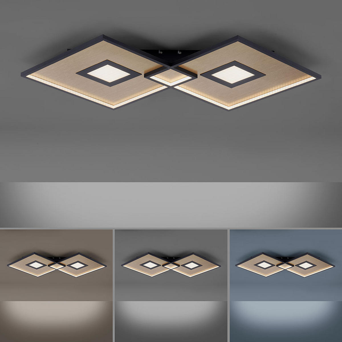 LED DECKENLEUCHTE Metall Schwarz Matt - Schwarz, Metall (96/56.6/6cm)