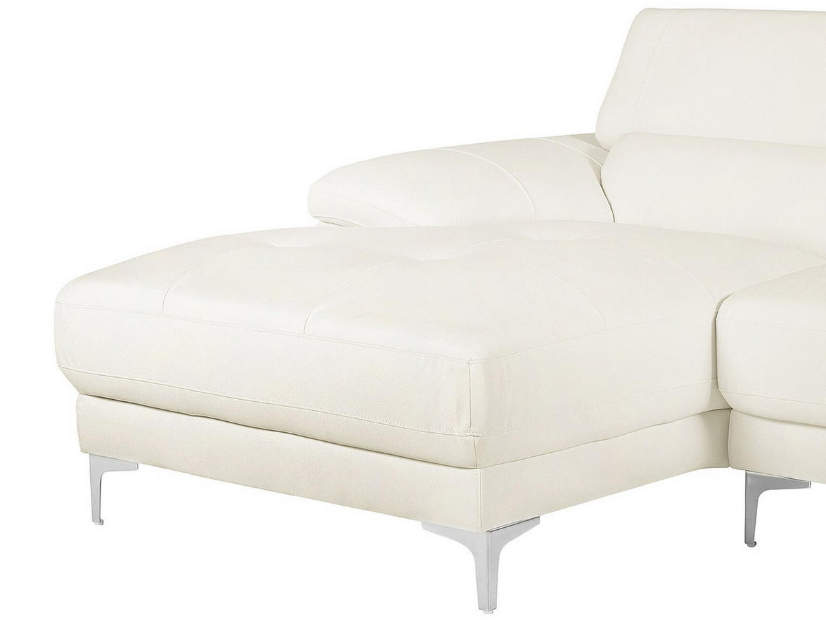 ECKSOFA - Ecke Links - Leder - Weiß - SOLANGE - Weiß, Leder (265/167cm) - Vente-Unique