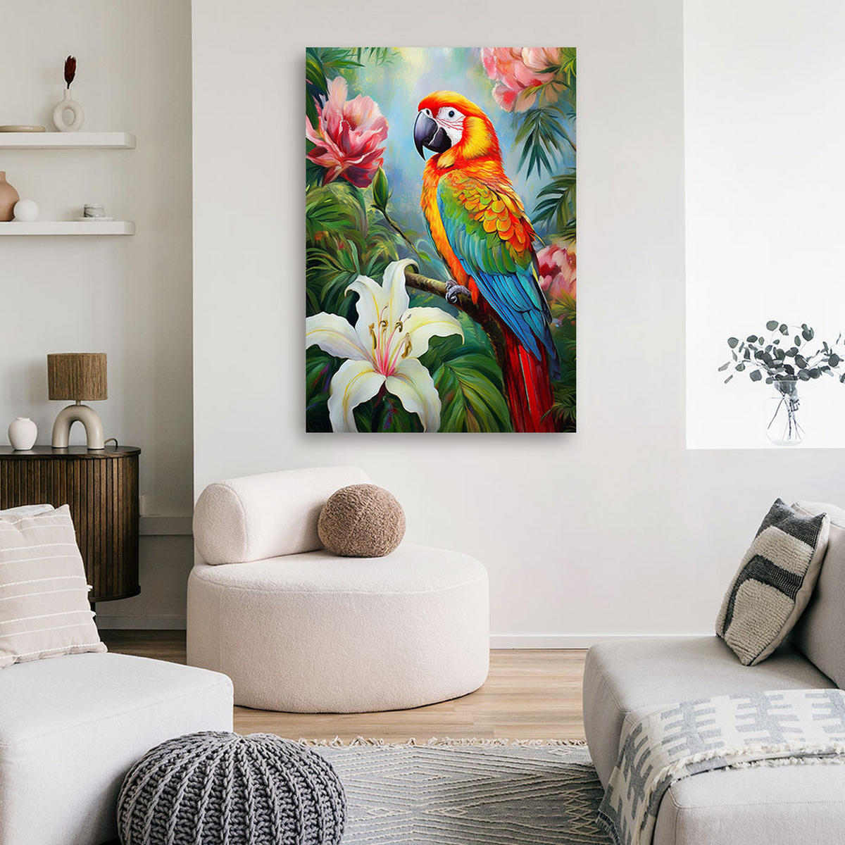 WANDBILD tropische papageientiere - Multicolor, Textil (40/60cm) - Feeby