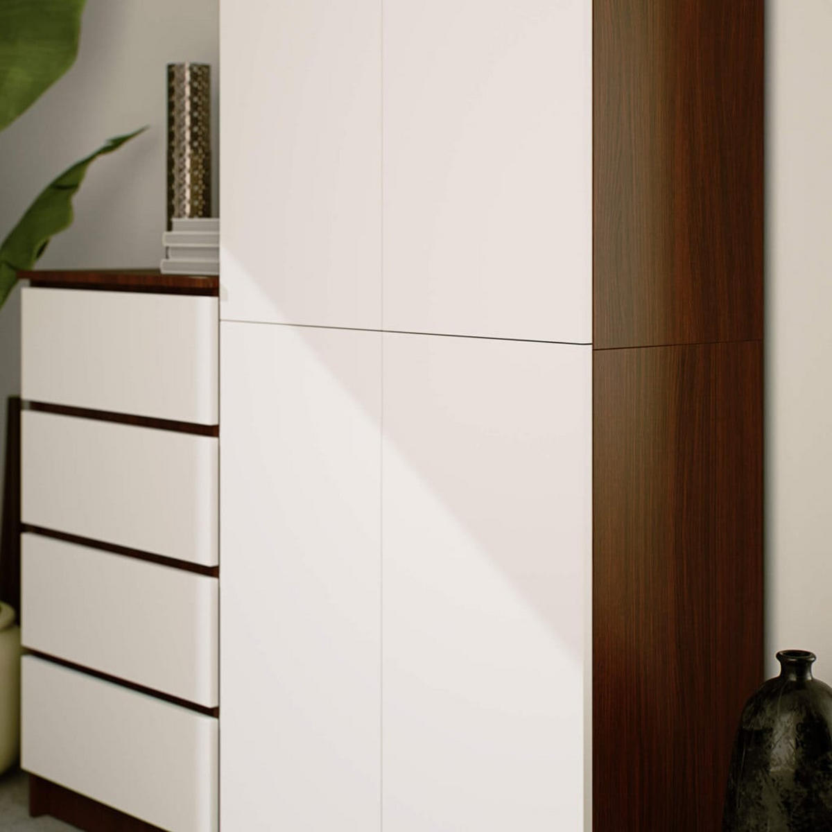 STANDREGAL Dunkelbraun, Weiß 180/80/35 - Dunkelbraun/Weiß, Holzwerkstoff (80/180/35cm) - RAUMHIRSCH FURNITURE