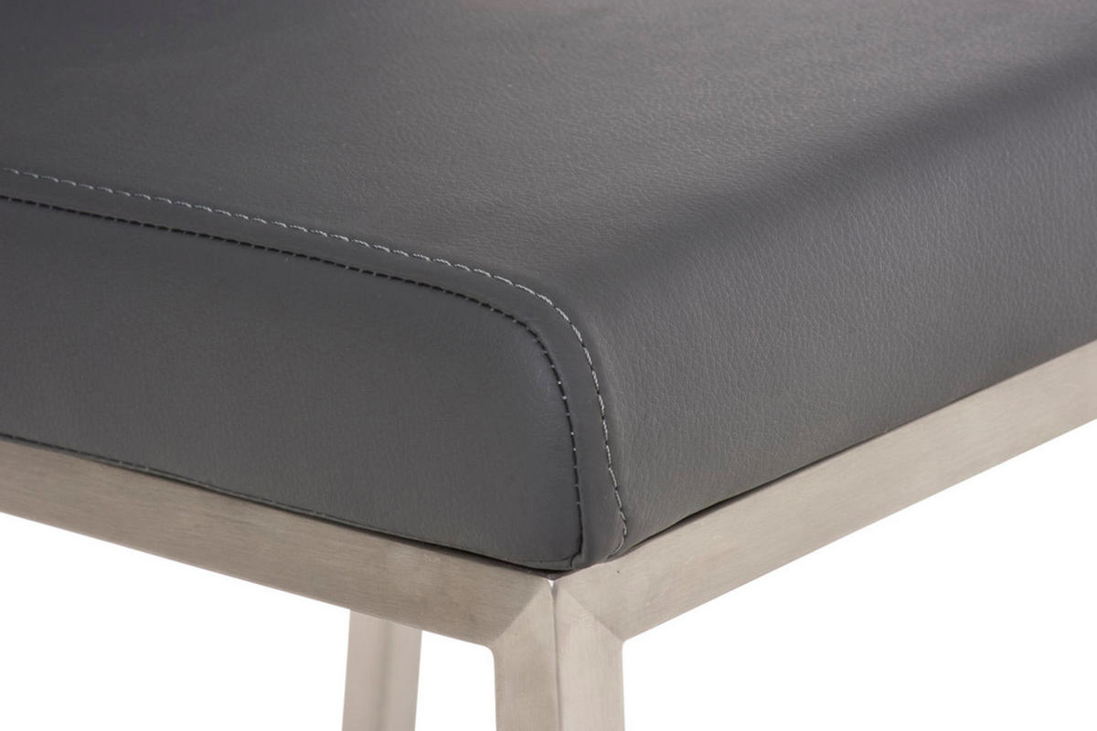 STUHL 2er Set Lederlook grau - Edelstahlfarben/Grau, Textil/Metall (40/88/50cm) - CLP