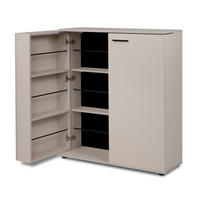 SCHUHSCHRANK Samt 100 cm, Schuhkommode aufklappbar bis 24 Paar Schuhe - Beige/Schwarz, Holzwerkstoff/Kunststoff (100/110/34cm) - Furn.Design