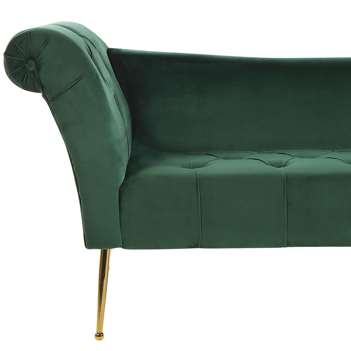 CHAISELONGUE Samtstoff dunkelgrün/gold Nantilly - Goldfarben/Grün, Textil (175/76/70cm) - Beliani