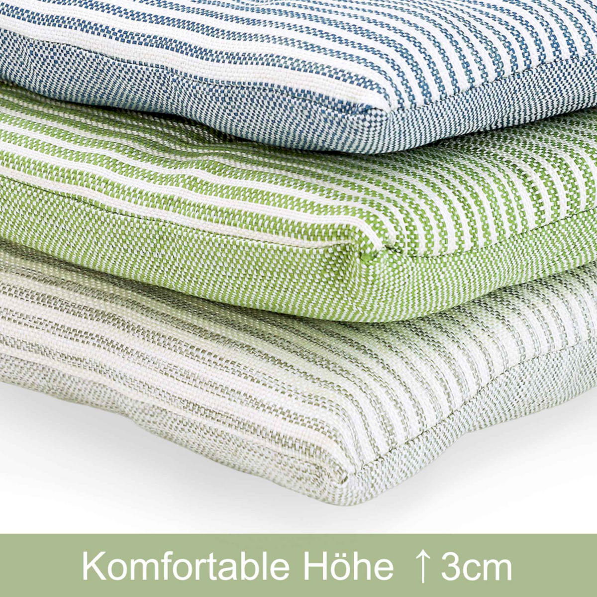 SITZKISSEN 4er Sparset FRESHSTRIPE4ER - Hellgrau, Textil (40/40/5cm) - Tom Tailor
