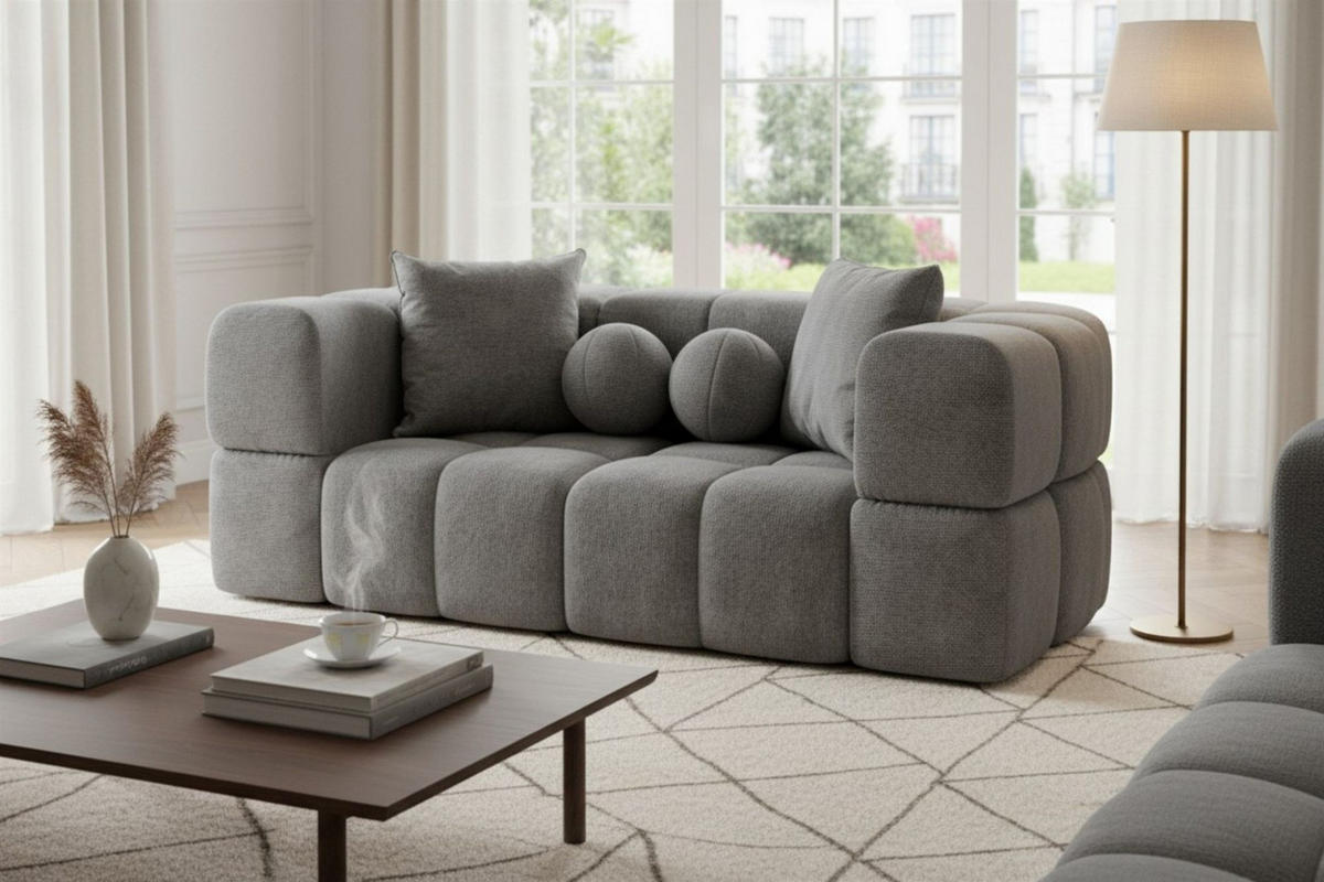 SOFA 3-sitzer Vega - Grau, Holzwerkstoff/Textil (250/77/103cm) - Fun Möbel