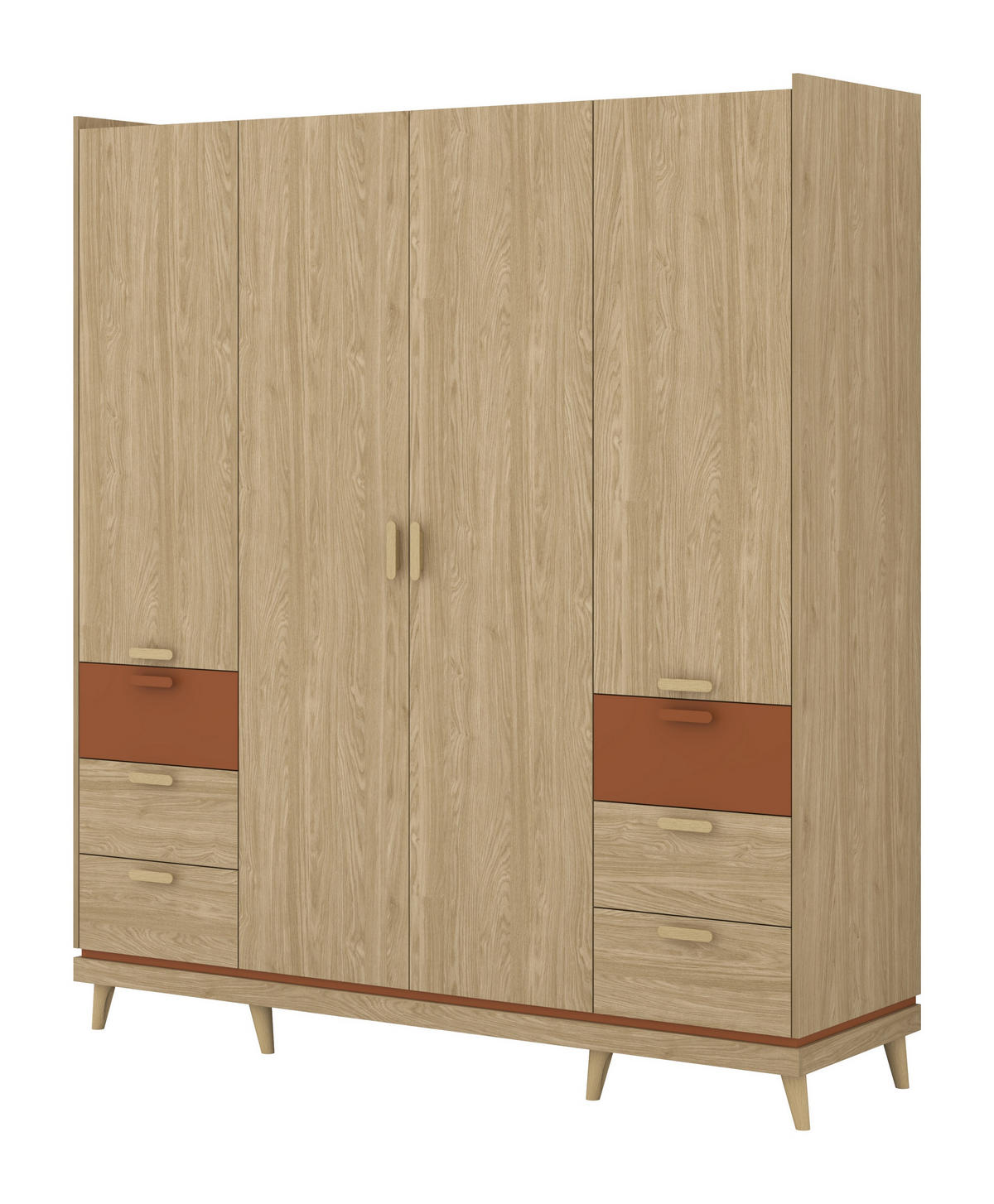 DREHTÜRENSCHRANK ACARA 190/214.5/57,4 cm 4-türig Eichefarben - Eichefarben, Holzwerkstoff (190/214.5/57.4cm) - MASSENO