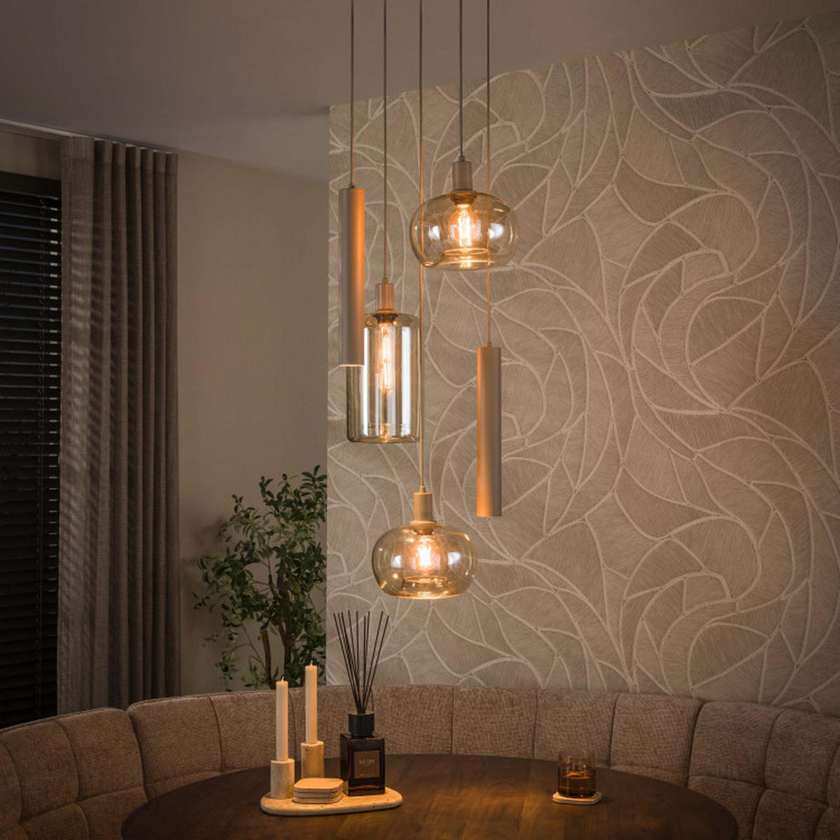 HÄNGELEUCHTE Sera Beige 50/50/150 cm - Beige, Textil (50/50/150cm) - Hoyz Collection