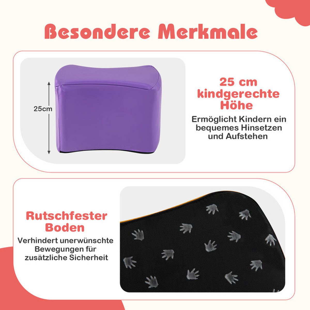 KINDERSITZ Schmetterlingsform bunt(6er-Set) - Multicolor, Leder (37/25/25cm) - COSTWAY