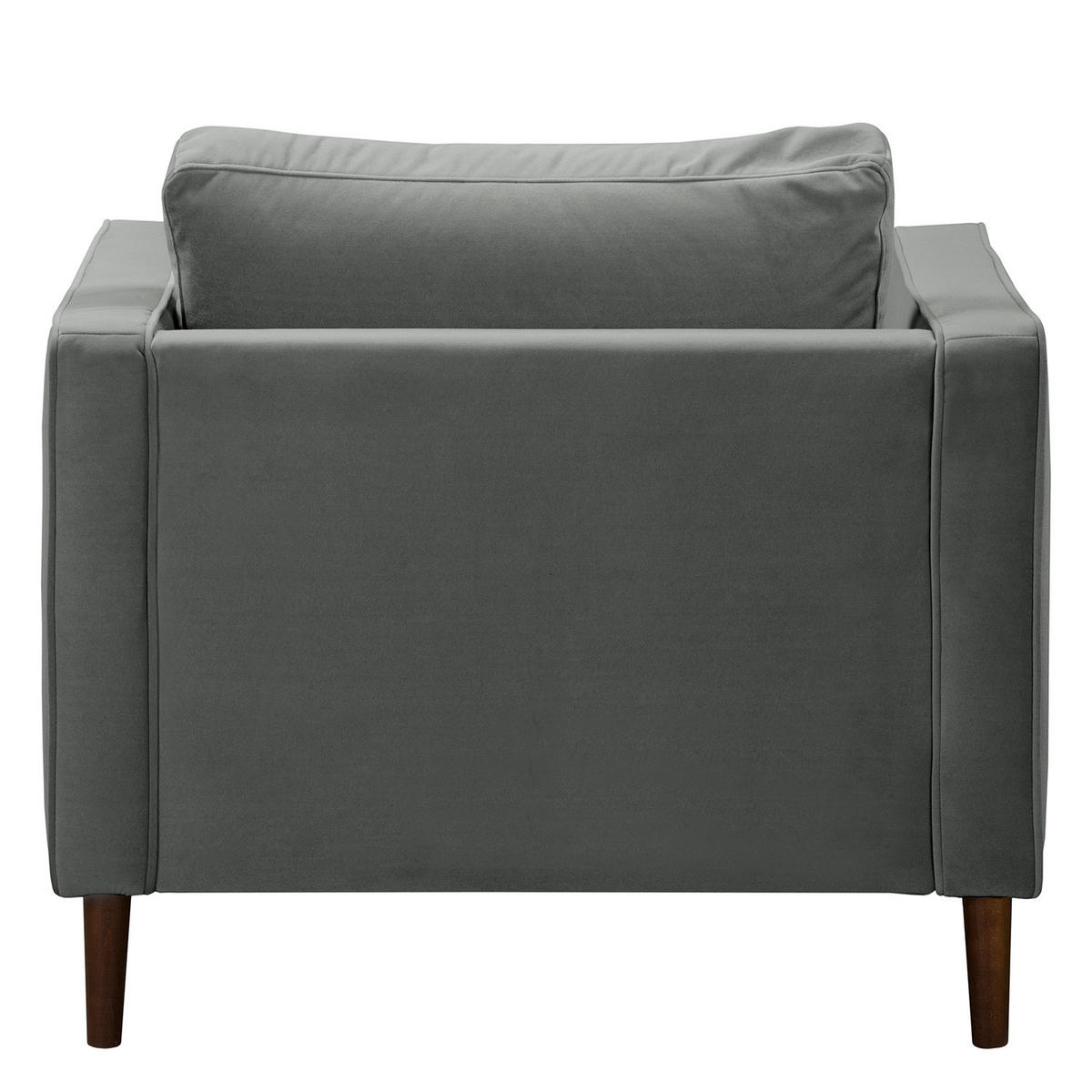 SESSEL - Samt - Dunkelbraun/Grau, Birkenholz/Textil (90/80/86cm) - home24