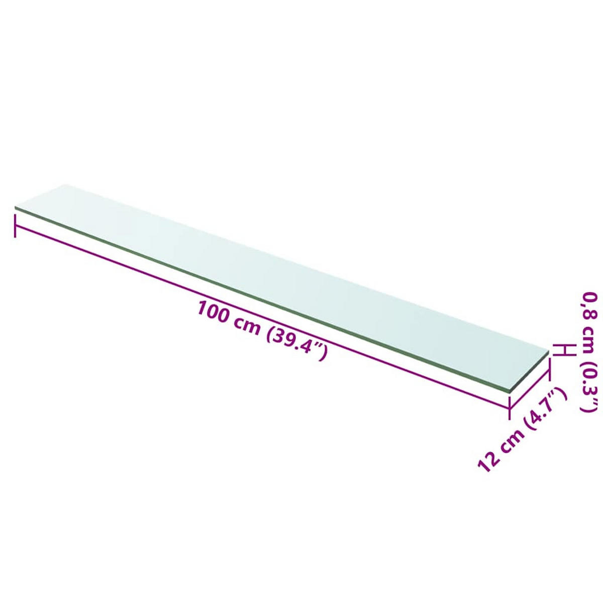 WANDBOARD 100/12/0,8 cm aus Glas Transparent - Transparent, Glas (100/0.8/12cm) - vidaXL