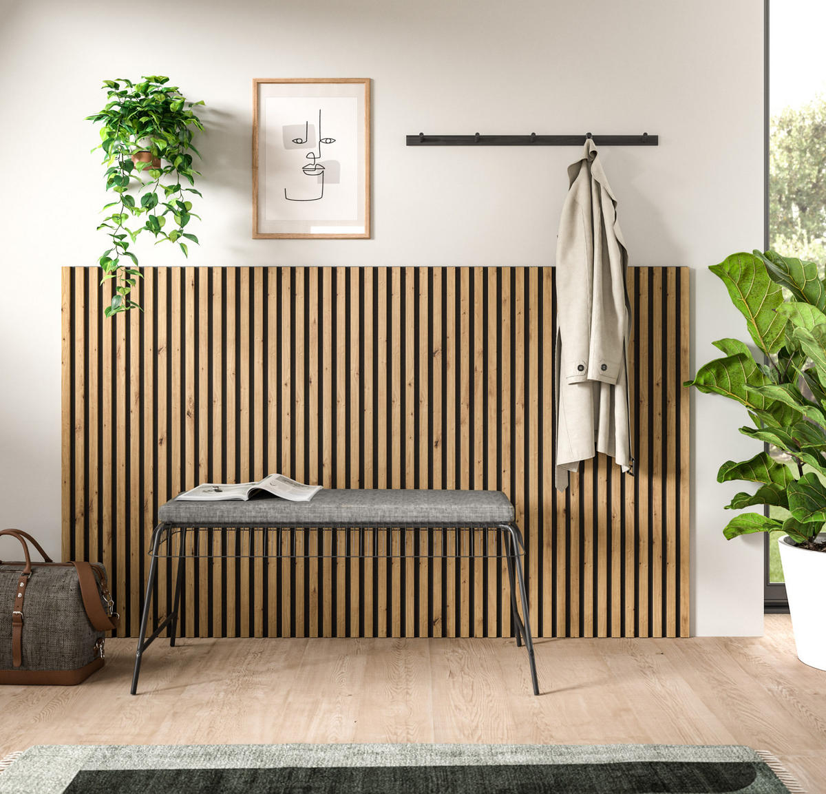 AKUSTIKPANEEL Set 2-teilig Eiche Artisan, Wandpaneel 40 x 120 cm - Eiche Artisan, Holzwerkstoff (40/120/2cm) - Inn.Furn