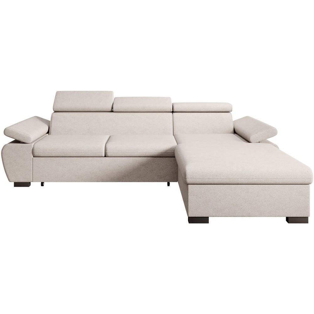 ECKSCHLAFSOFA Coco mit verstellbare Kopfstützen, beige, rechts - Beige, Textil (273/191cm) - Beautysofa