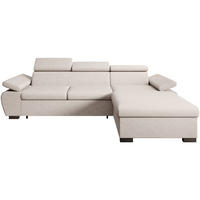 ECKSCHLAFSOFA Coco mit verstellbare Kopfstützen, beige, rechts - Beige, Textil (273/191cm) - Beautysofa