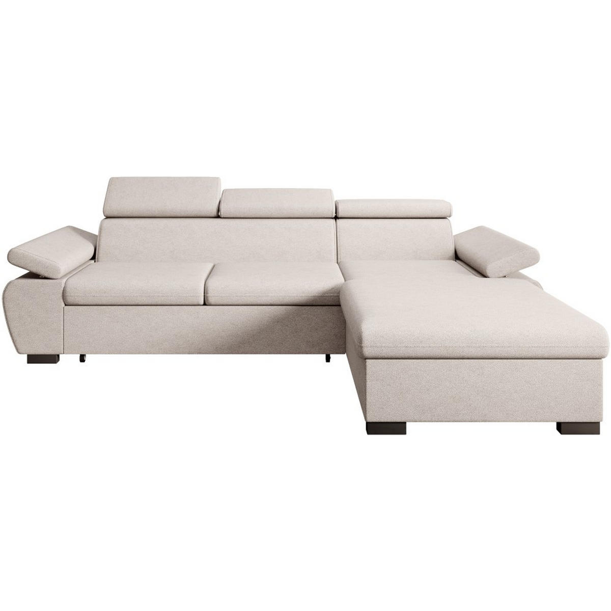 ECKSCHLAFSOFA Coco mit verstellbare Kopfstützen, beige, rechts - Beige, Textil (273/191cm) - Beautysofa
