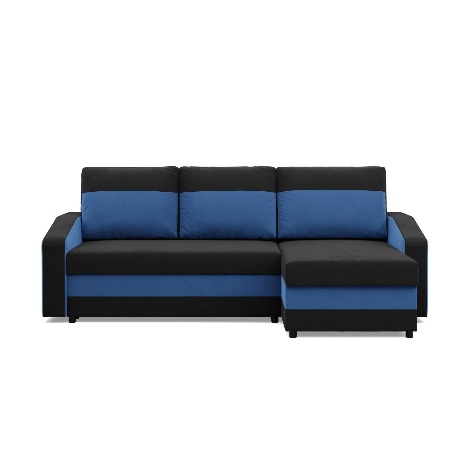 ECKSOFA MIT SCHLAFFUNKTION ORION, Schwarz + Dunkelblau - Schwarz/Dunkelblau, Textil (231/140cm)