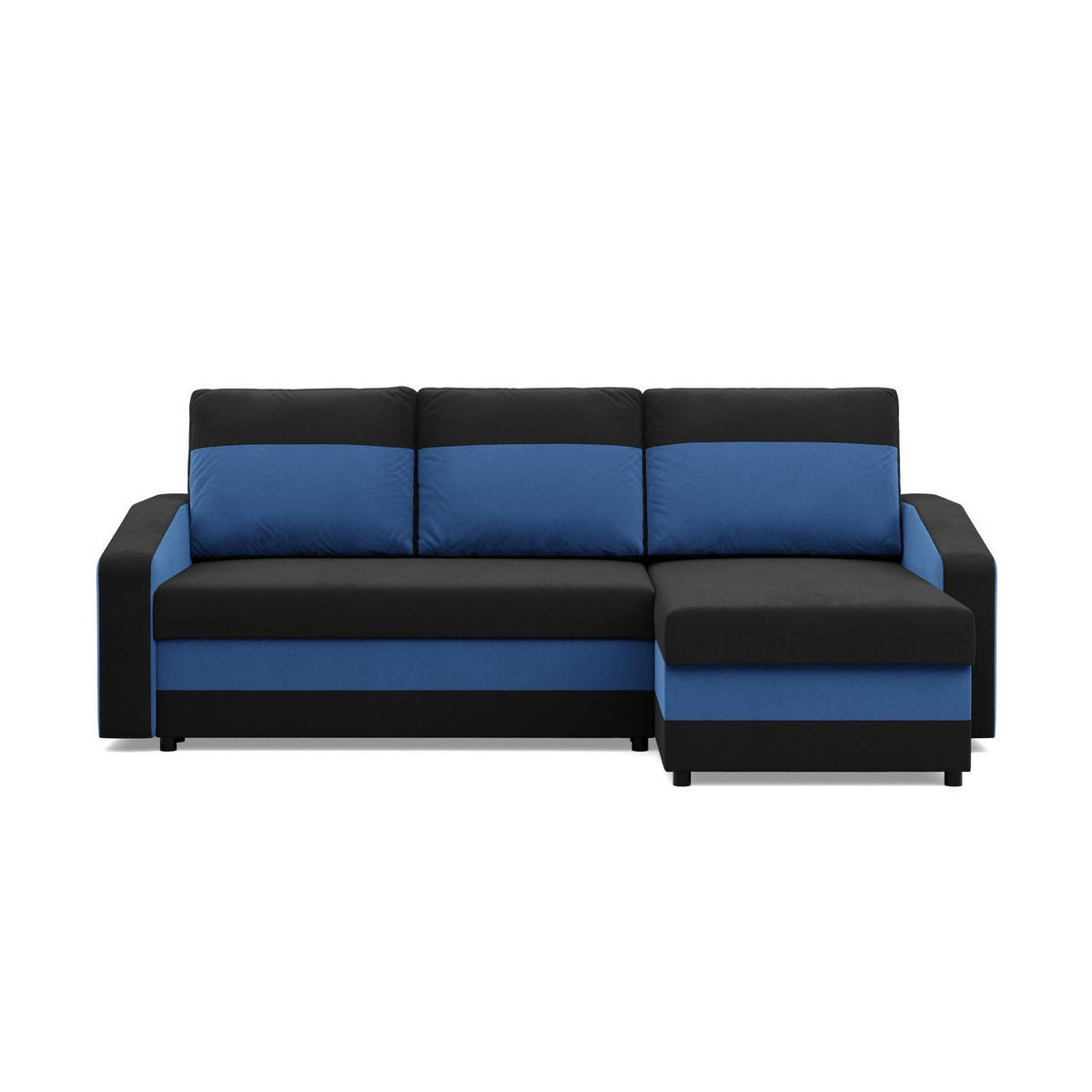 ECKSOFA MIT SCHLAFFUNKTION ORION, Schwarz + Dunkelblau - Schwarz/Dunkelblau, Textil (231/140cm)