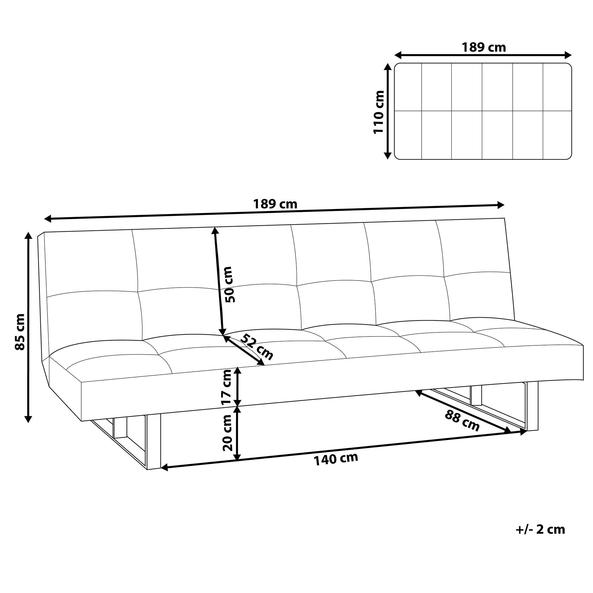 Thumbnail - Beliani 3-Sitzer-Schlafsofa, Weiß, Kunststoff, 189x85x88 cm, Wohnzimmer, Sofas & Couches, Schlafsofas