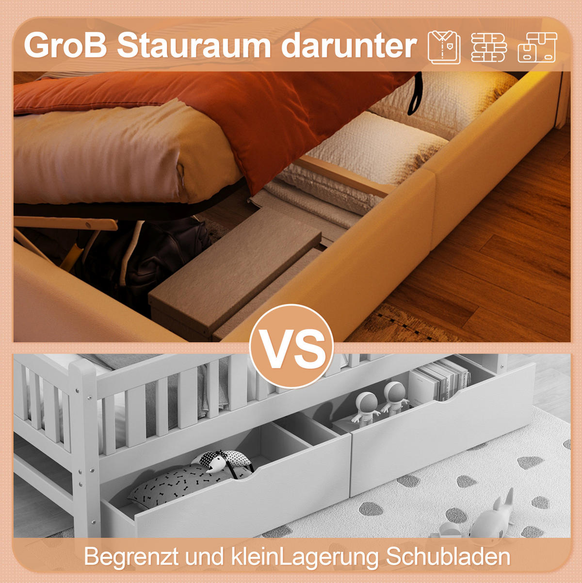 KINDERBETT Polsterbett 90/200 cm aus PU mit LED-Lichtband und hydraulischem Stauraum Weiß - Weiß, Leder (90/200cm) - Modenvie