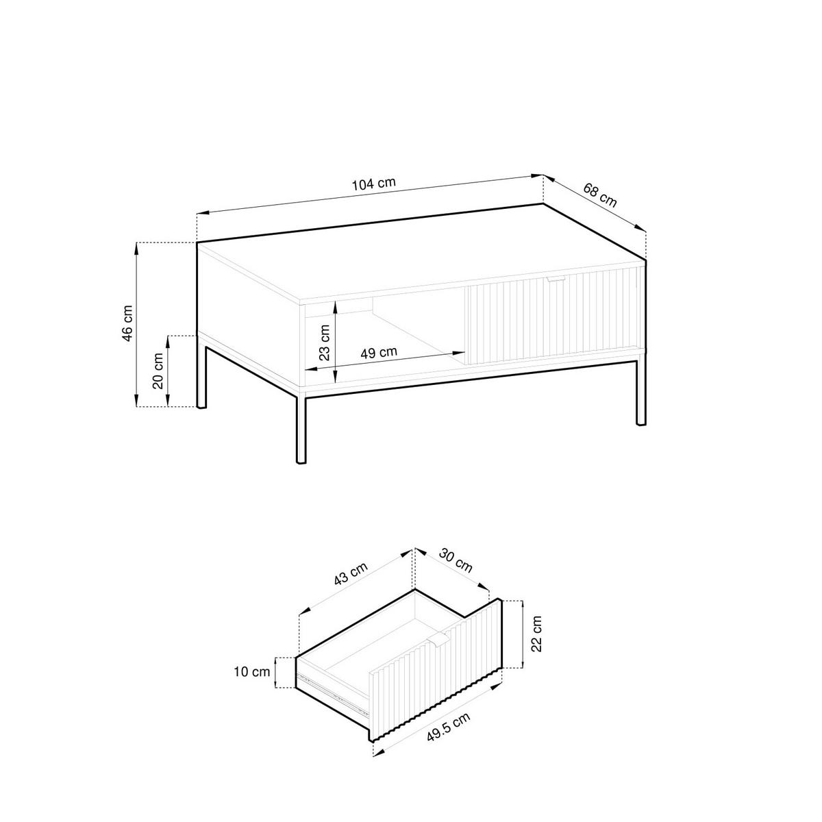 COUCHTISCH STELLARE 104/46/68 cm Hellgrün - Hellgrün, Holzwerkstoff (68/104/46cm) - MASSENO