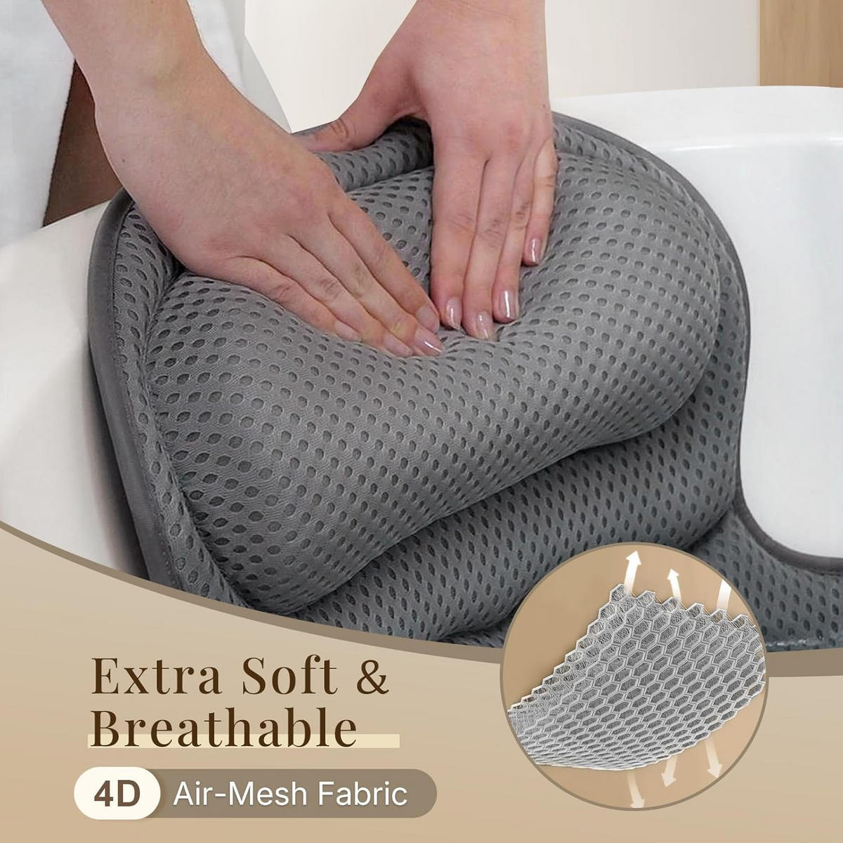 BADEKISSEN – 42 x 46 x 7 cm – Grau - Grau, Textil (42/21cm)