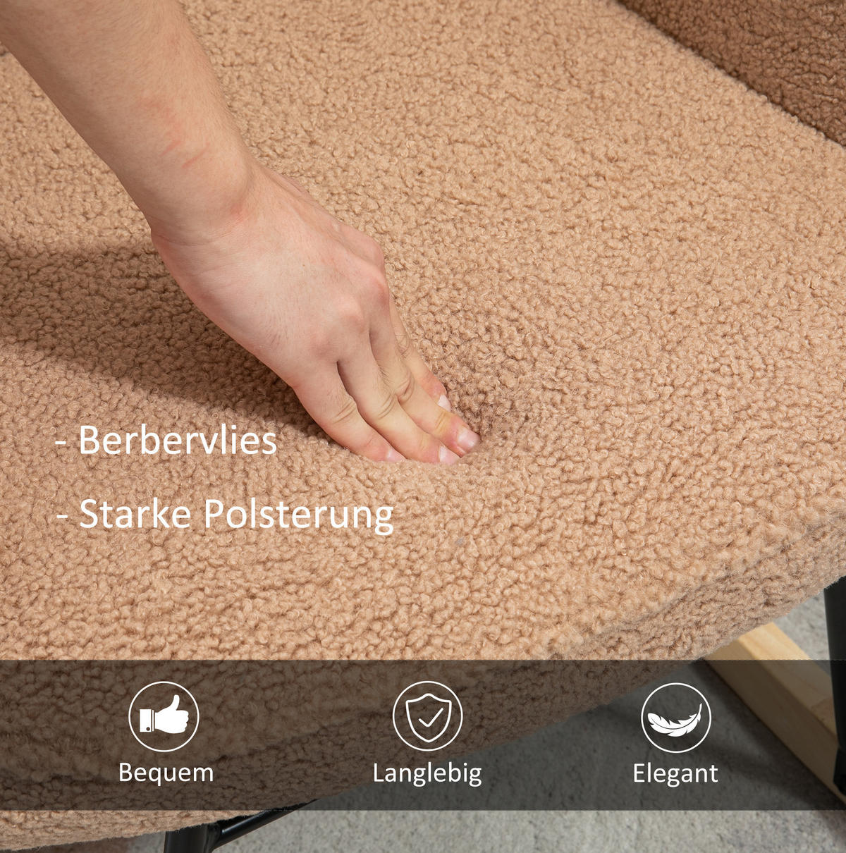 SCHAUKELSTUHL 98/71/101 cm braun aus Polyester mit Schaukelfunktion - Braun, Textil (98/101/71cm) - OKWISH