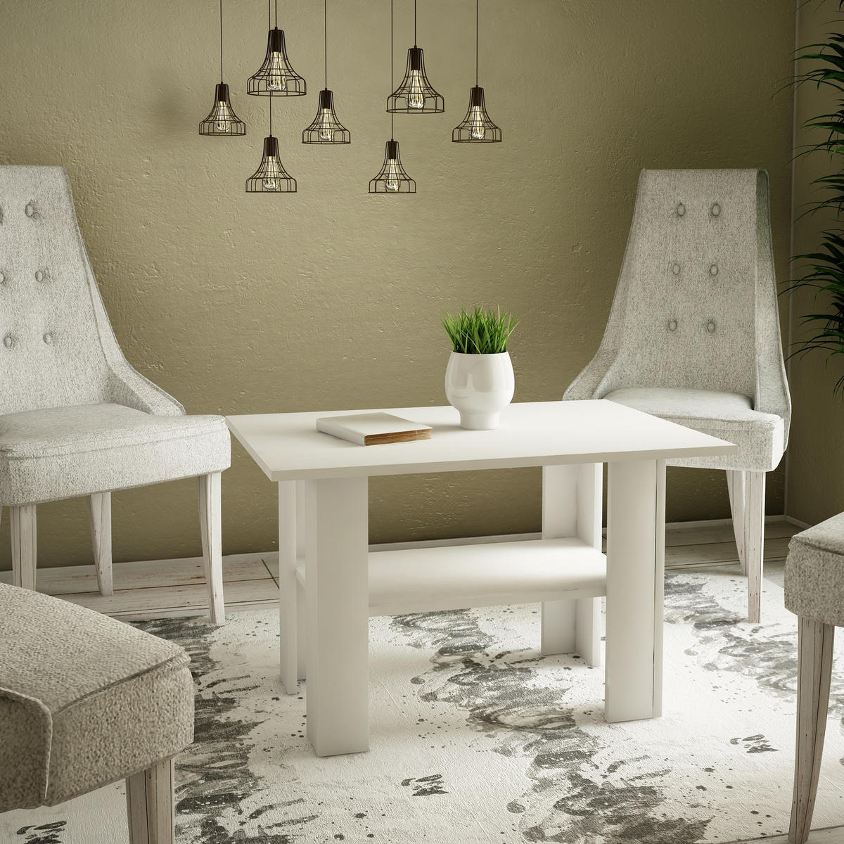 COUCHTISCH Ł1 Weiß 87/60/55 cm - Weiß, Holzwerkstoff (60/87/55cm) - Matkam Möbel