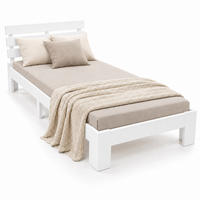 POSTELJA Bela masiven bor z letvenim dnom 90x200 cm - bela, les - Relaxdays