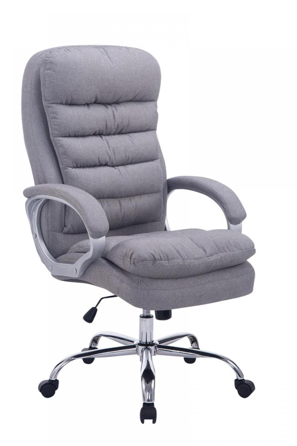 CHEFSESSEL Stoff grau - Chromfarben/Grau, Textil/Metall (68/116/77cm) - CLP