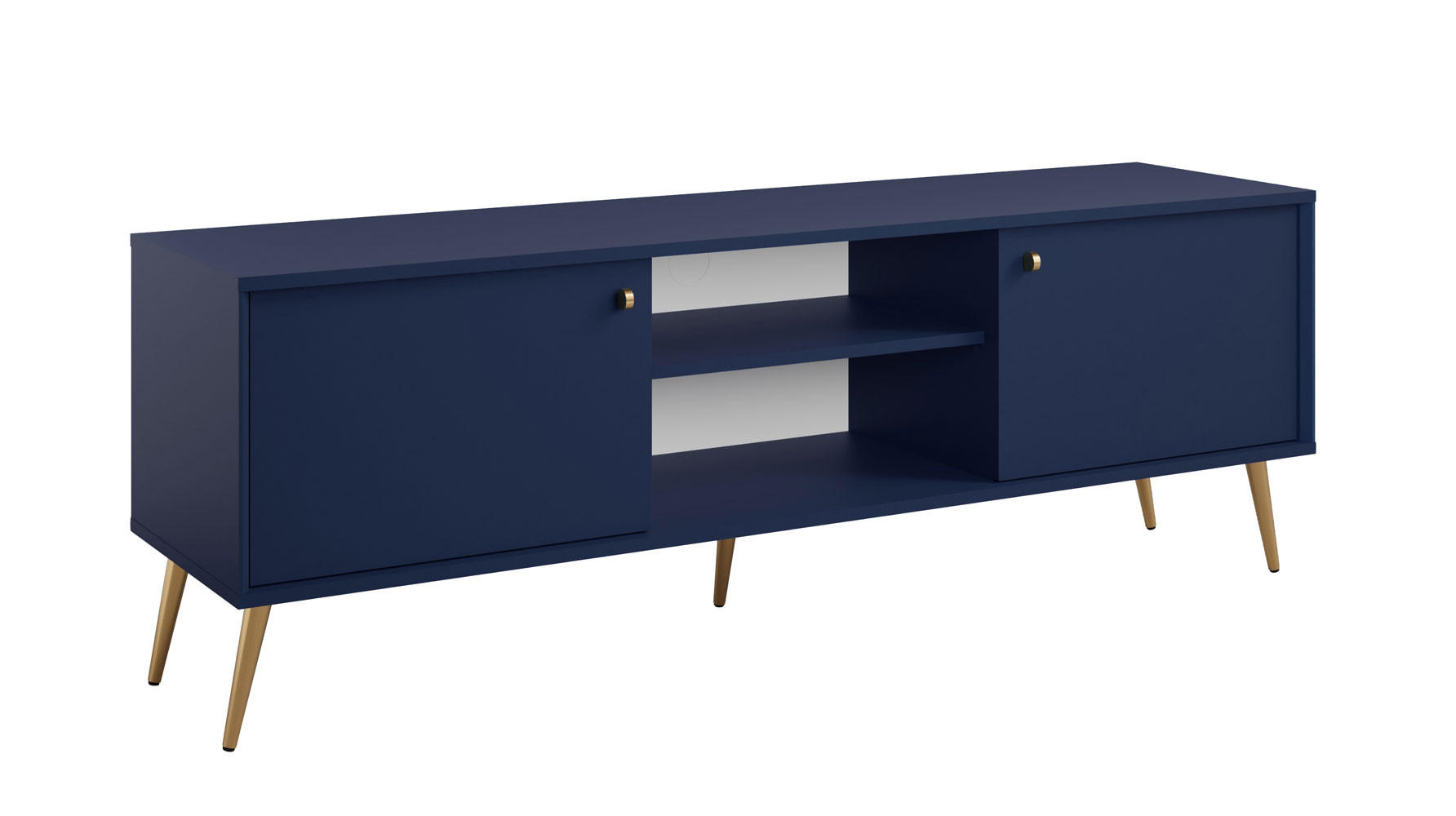 LOWBOARD Rose marineblau 156 / 40,5 / 54cm - Blau/Goldfarben, Holzwerkstoff/Metall (156/54/40.5cm) - Feldmann-Wohnen