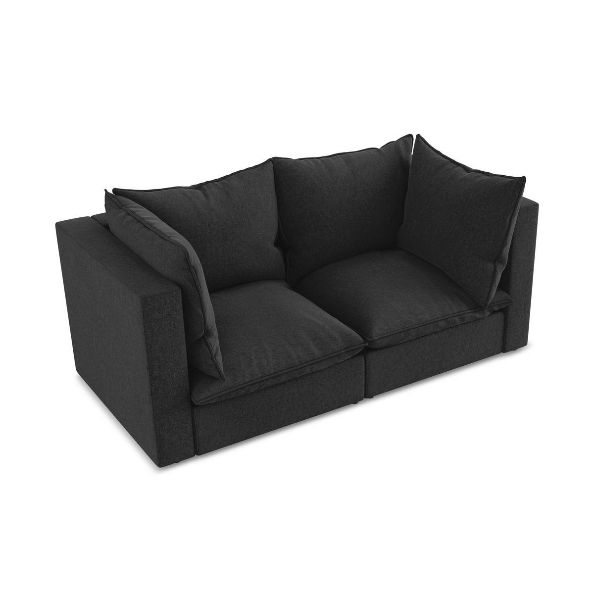 2-SITZER SOFA Samt Stoff Schwarz - Schwarz, Holzwerkstoff/Kunststoff (180/77/90cm) - LaMiaSofa